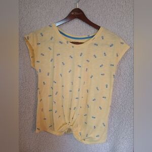NWT IZOD Women Yellow Printed Short Sleeve T-Shirt S